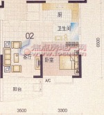 罗马家园凯雅庭a8栋02单元户型-1室1厅1卫-51.8 待定