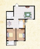 朝阳花园f东2两室两厅一卫110平米户型图-2室2厅1卫-110.0 待定