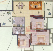 岭南新世界映翠园二期98㎡ 三房两厅户型-3室2厅1卫-98.0㎡ 待定