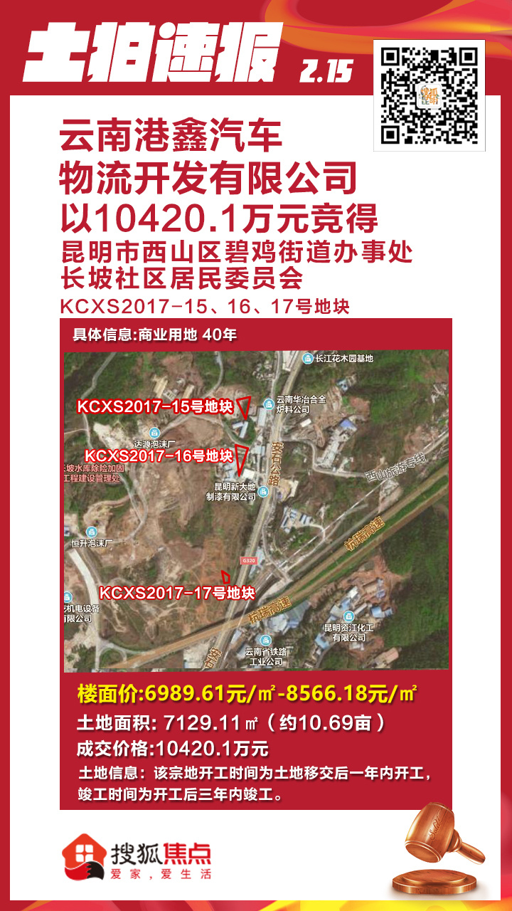 昆明碧鸡街道8宗地块入市云南港鑫汽车物流独揽4宗约65亩地