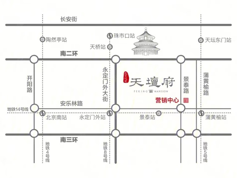北京城建天坛府交通图