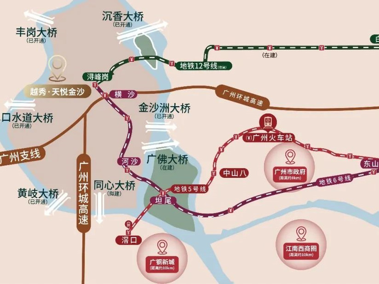 越秀·天悦金沙交通图