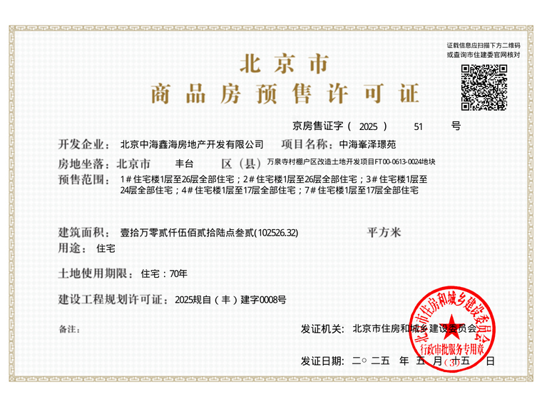 中海·丽金府楼盘证照