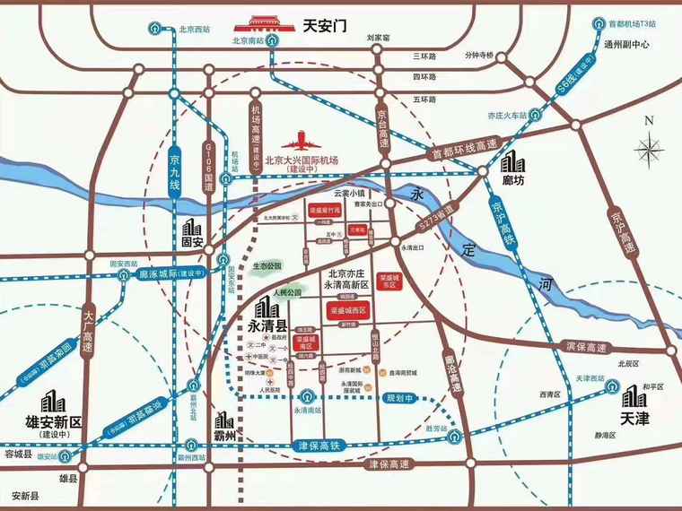 永清荣盛城东区交通图