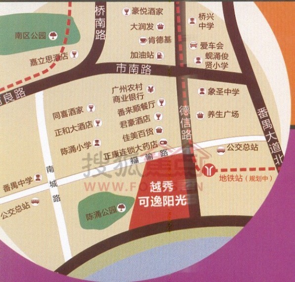 越秀可逸阳光交通图