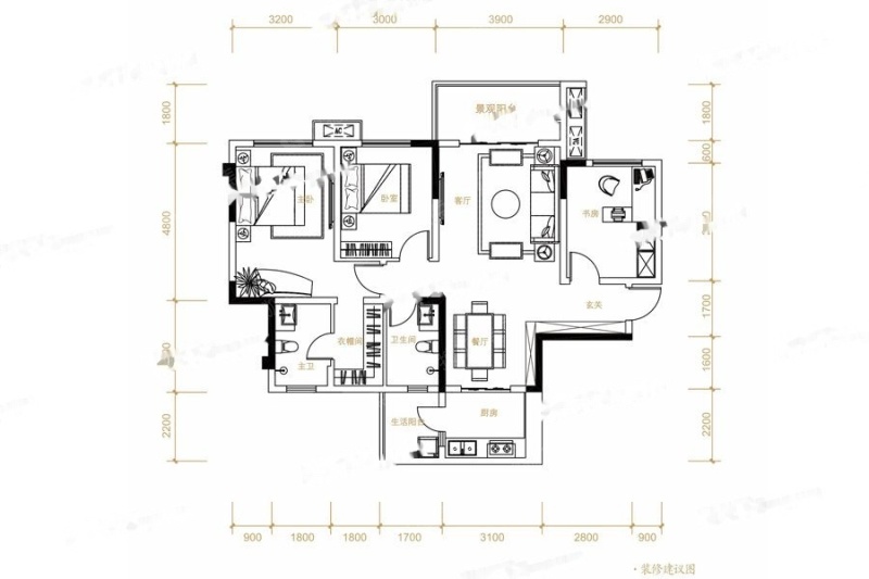 滨江四季花城3期高层b户型_滨江四季花城户型图-达州