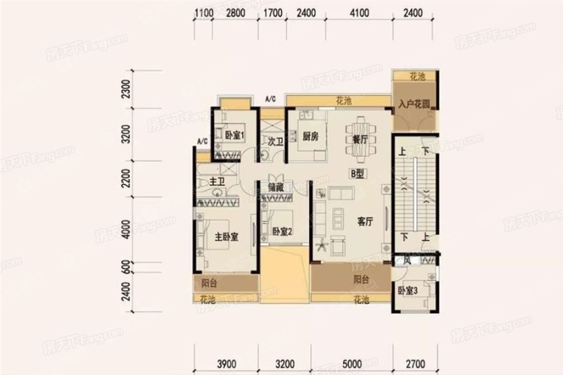 海秀花园二期c户型_海秀花园户型图-三亚搜狐焦点网