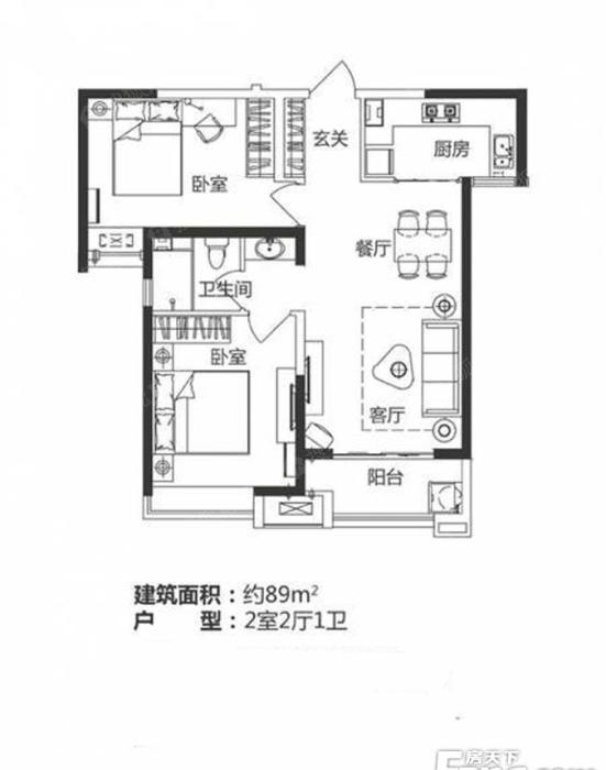 美的时代城89㎡户型图_美的时代城户型图-邯郸搜狐