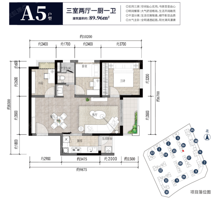 俊发彩云城辰湾-a5户型_俊发彩云城户型图-昆明搜狐