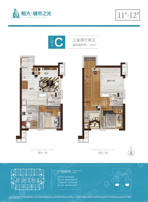 恒大城市之光c户型_恒大城市之光户型图-邯郸搜狐焦点