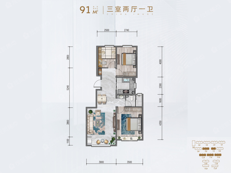 金龙和玺二期91平米_金龙和玺二期户型图-秦皇岛搜狐