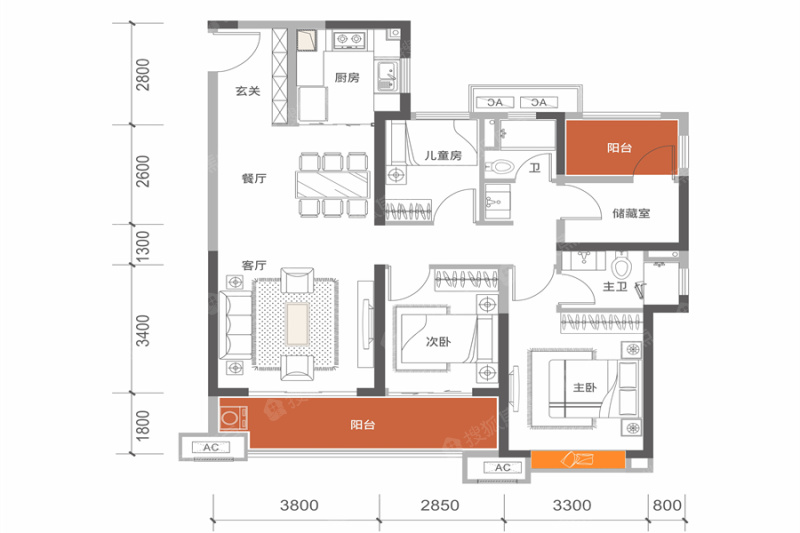 雅居乐翰林雅郡130㎡4室2厅2卫-4室2厅2卫-125.0㎡