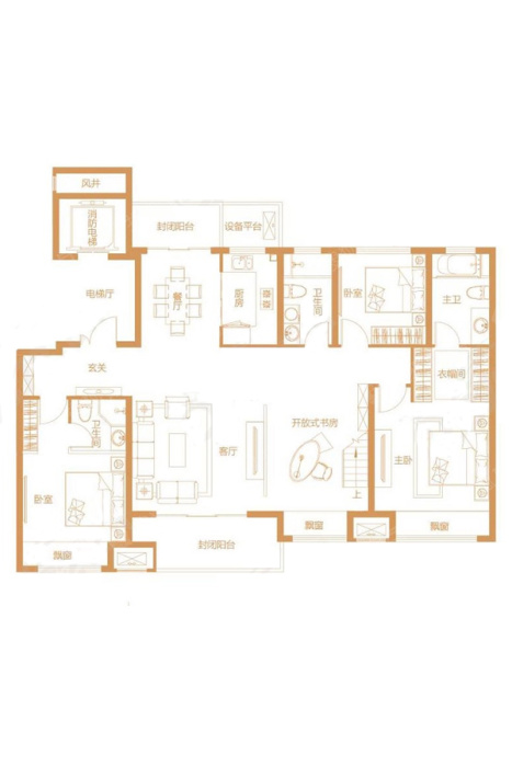 建业世和府复式f-01一层户型_建业世和府户型图-安阳