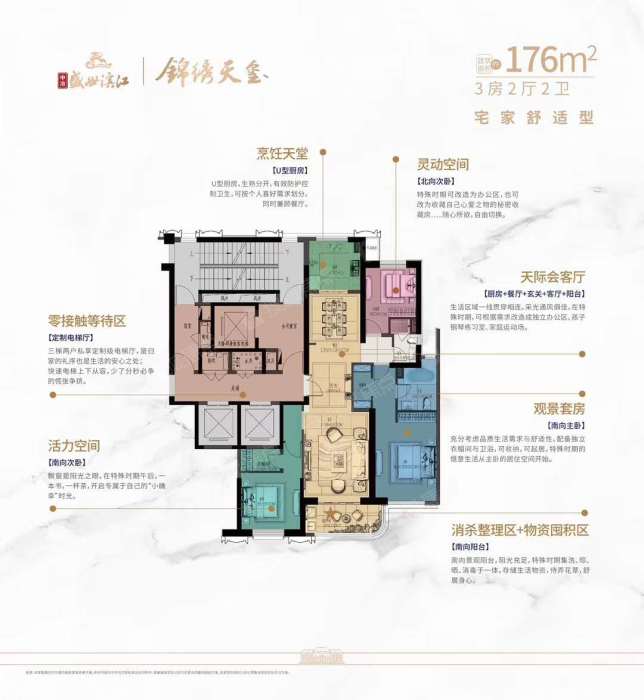 锦绣天玺176平米户型图-3室2厅2卫-176.0㎡