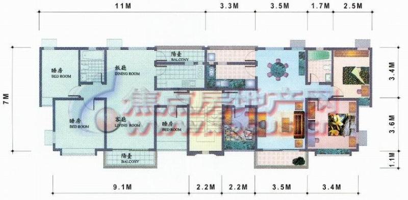 祈福新村湖景居f2型2,3层平面_祈福新村户型图-广州搜狐焦点网