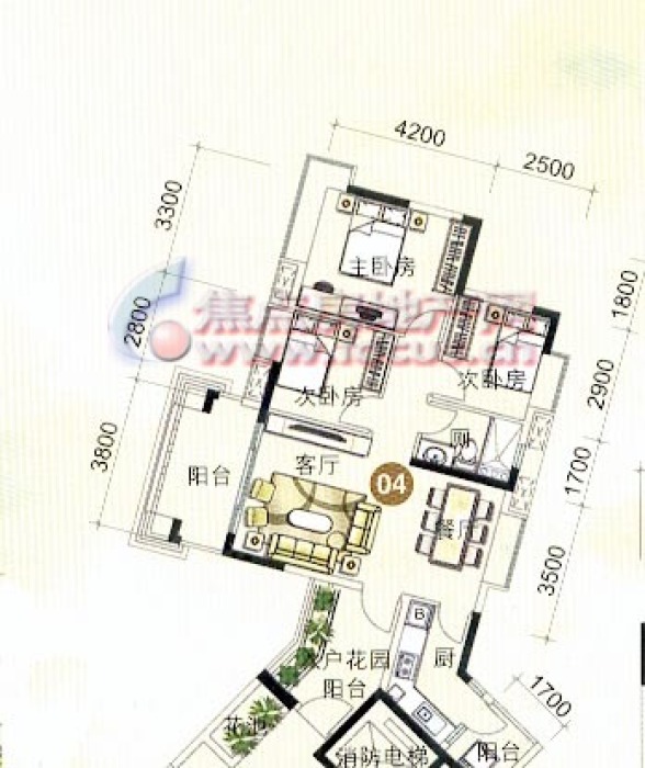 广州富力城富力城c7栋4层04单位_广州富力城户型图