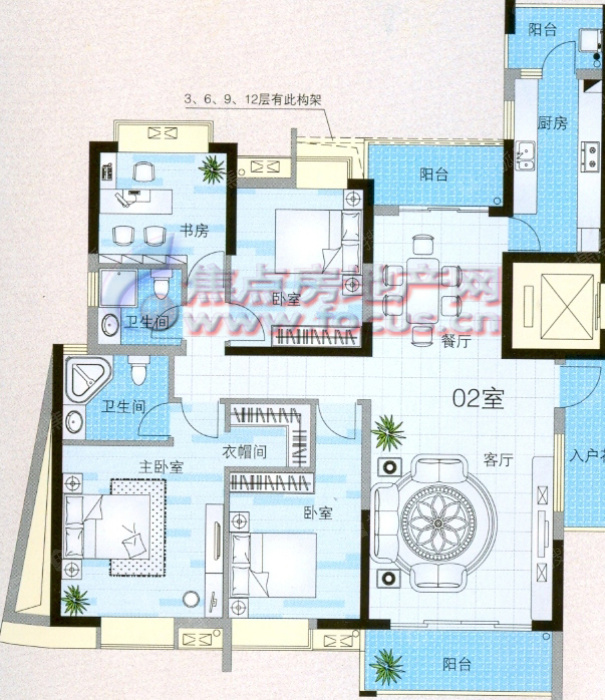 97平方米4室2厅2卫_野风海天城户型图-杭州搜狐焦点网