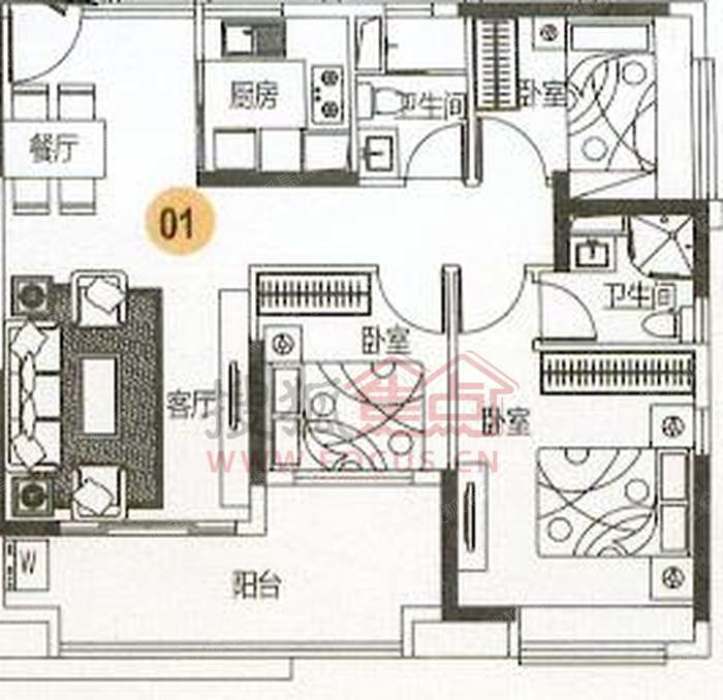 中粮万科金域蓝湾b19栋01_中粮万科金域蓝湾户型图-广州搜狐焦点网