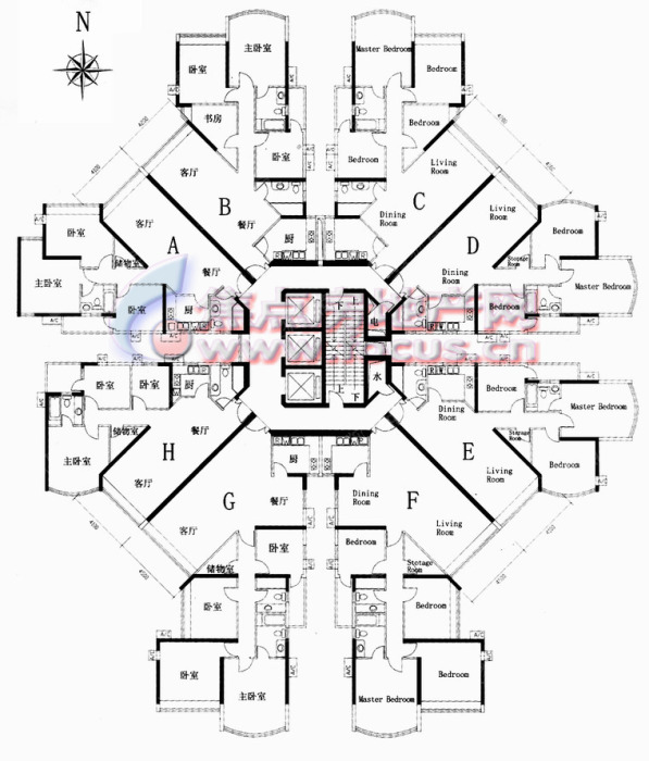 帝景苑帝景苑b座帝灏轩7—28层平面图_帝景苑户型图