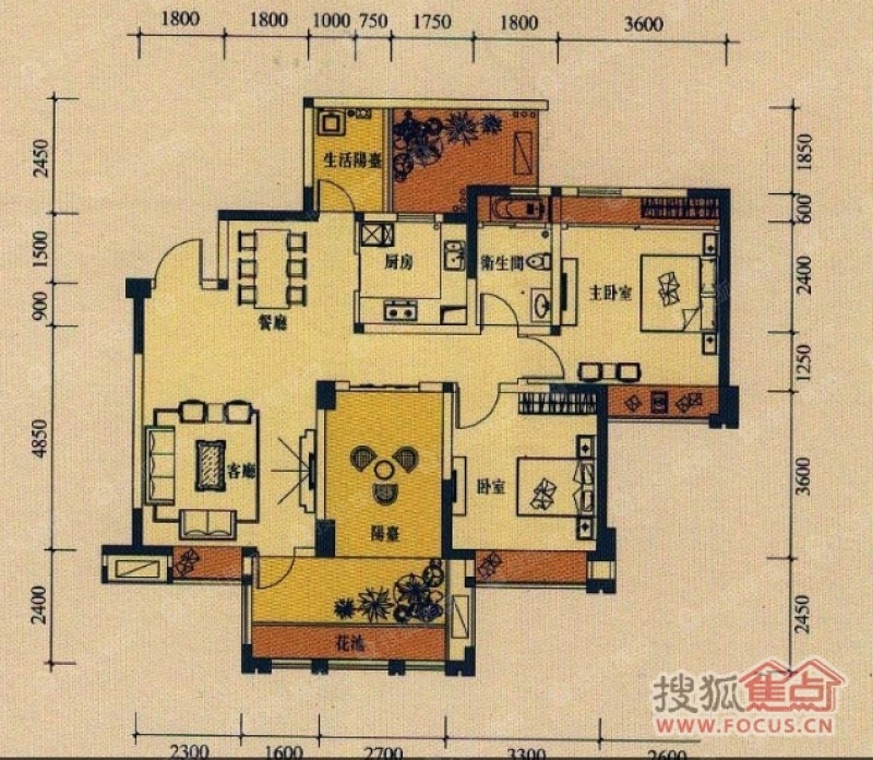 天府世家一期标准层a3_天府世家户型图-成都搜狐焦点网