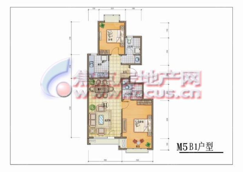 星河皓月星河皓月m5b1两室两厅两卫_星河皓月户型图