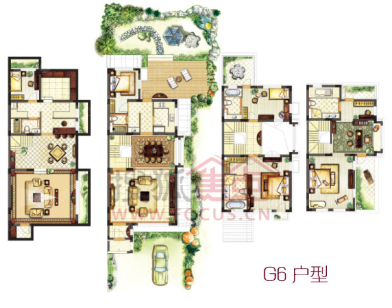 城邦联排别墅g6 350-360平方米_旭辉十九城邦户型图-廊坊搜狐焦点网