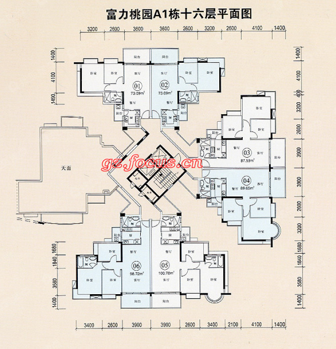 富力桃园a1栋十六层平面图_富力桃园户型图-广州搜狐焦点网