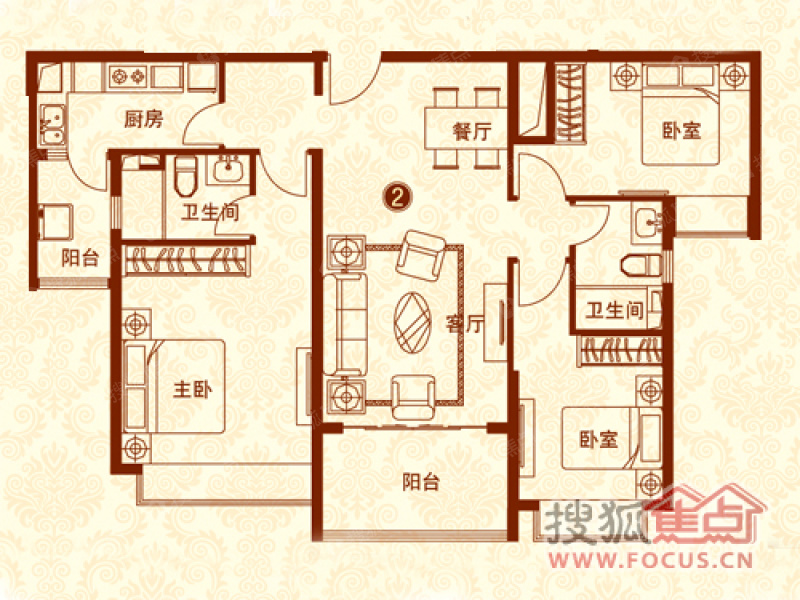 110平方设计户型图,110平米的户型图设计 恒大名都恒大名都4号楼2单元三室两厅一卫110平方米_恒大名都户型图
