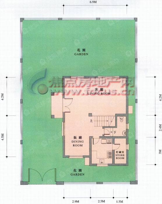 祈福新村康怡雅园c12型别墅1层平面_祈福新村户型图-广州搜狐焦点网