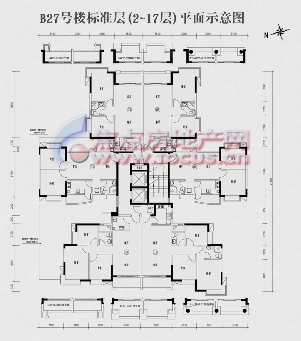 金碧雅苑金碧雅苑27号楼标准层2-17层平面_金碧雅苑户型图-广州搜狐