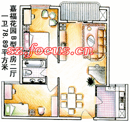 89平方米_嘉福花园户型图-深圳搜狐焦点网