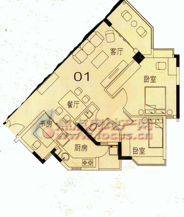 26㎡三房二厅_宝翠园户型图-广州搜狐焦点网