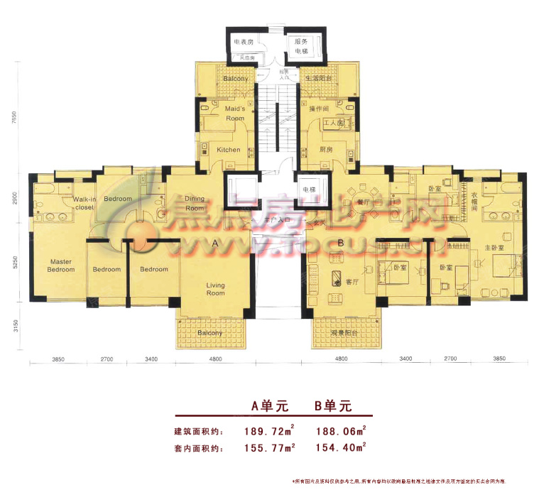 雅颂居a,b单元平面图_雅颂居户型图-深圳搜狐焦点网