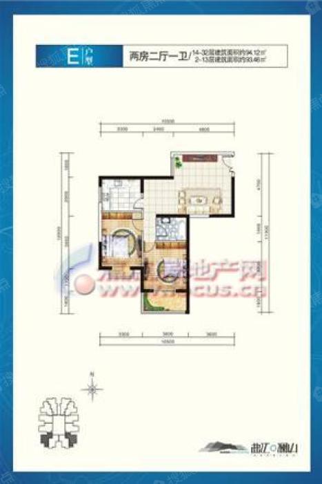 12 2室2厅1卫 e_曲江澜山户型图-西安搜狐焦点网