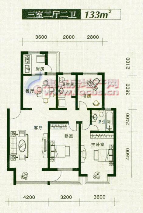 莱茵河畔莱茵河畔三室二厅二卫133平方米_莱茵河畔户型图-沈阳搜狐