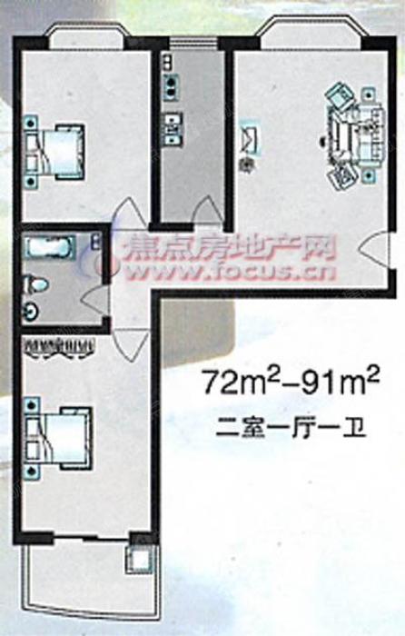 1厅 1卫 1厨 72平方米_龙泉花园(三期)户型图-石家庄搜狐焦点网