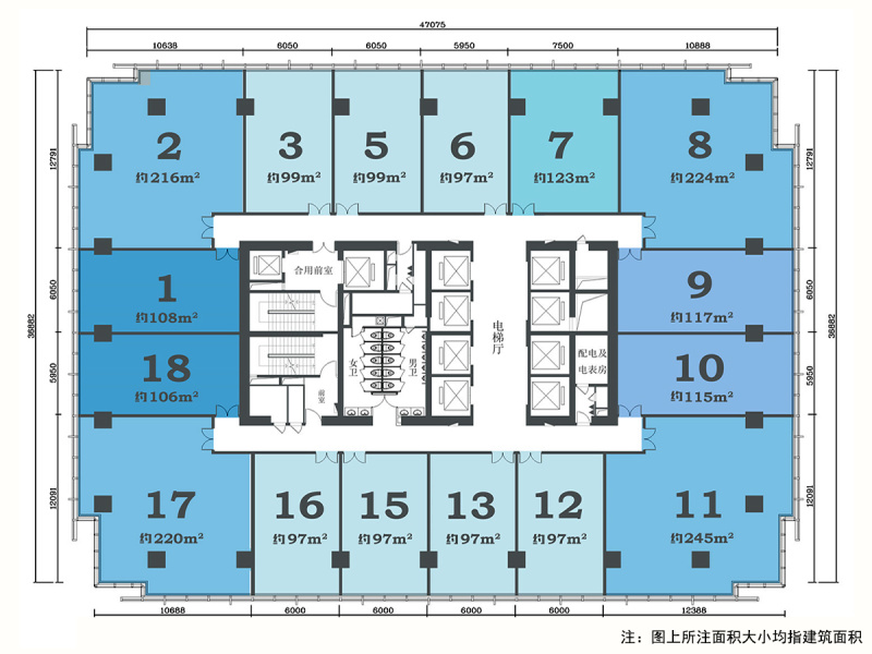 海口华润大厦b座华润大厦b座标准层平面图_海口华润大厦b座户型图