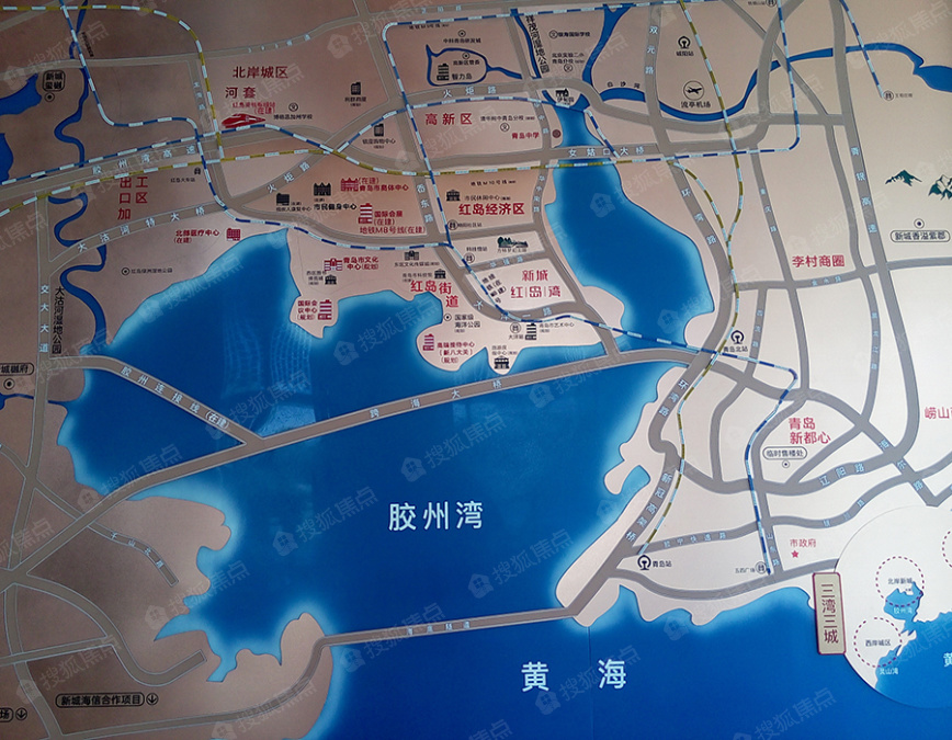 新城红岛湾交通图_新城红岛湾位置_新城红岛湾地铁公交线路图-青岛