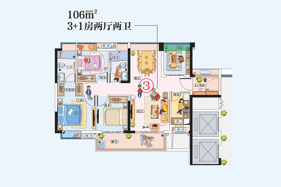 广州阳光城丽景湾平面设计图-建面--广州房知了