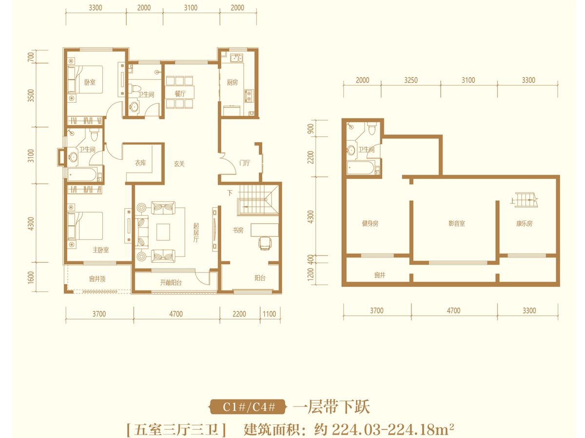 乾园燕熙台c1#c4#一层下跃_乾园燕熙台户型图-石家庄搜狐焦点网