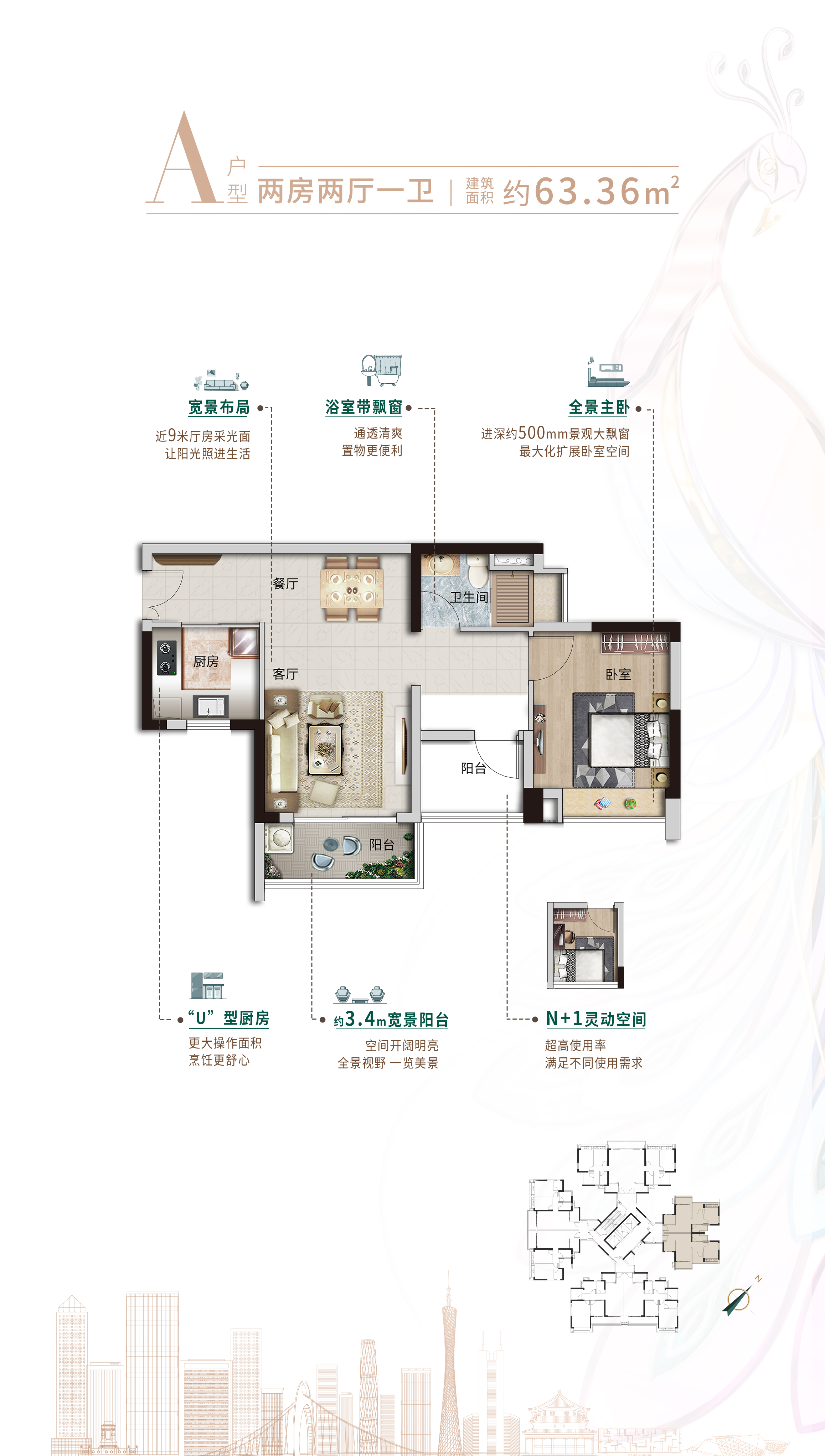 丰盛101建面63平a户型_丰盛101户型图-广州搜狐焦点网