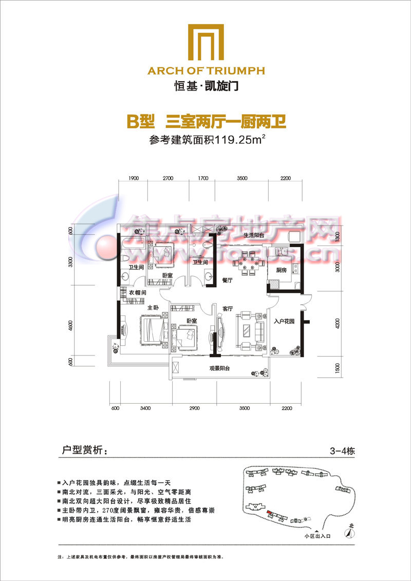 恒基凯旋门恒基凯旋门b户型_恒基凯旋门户型图-长沙