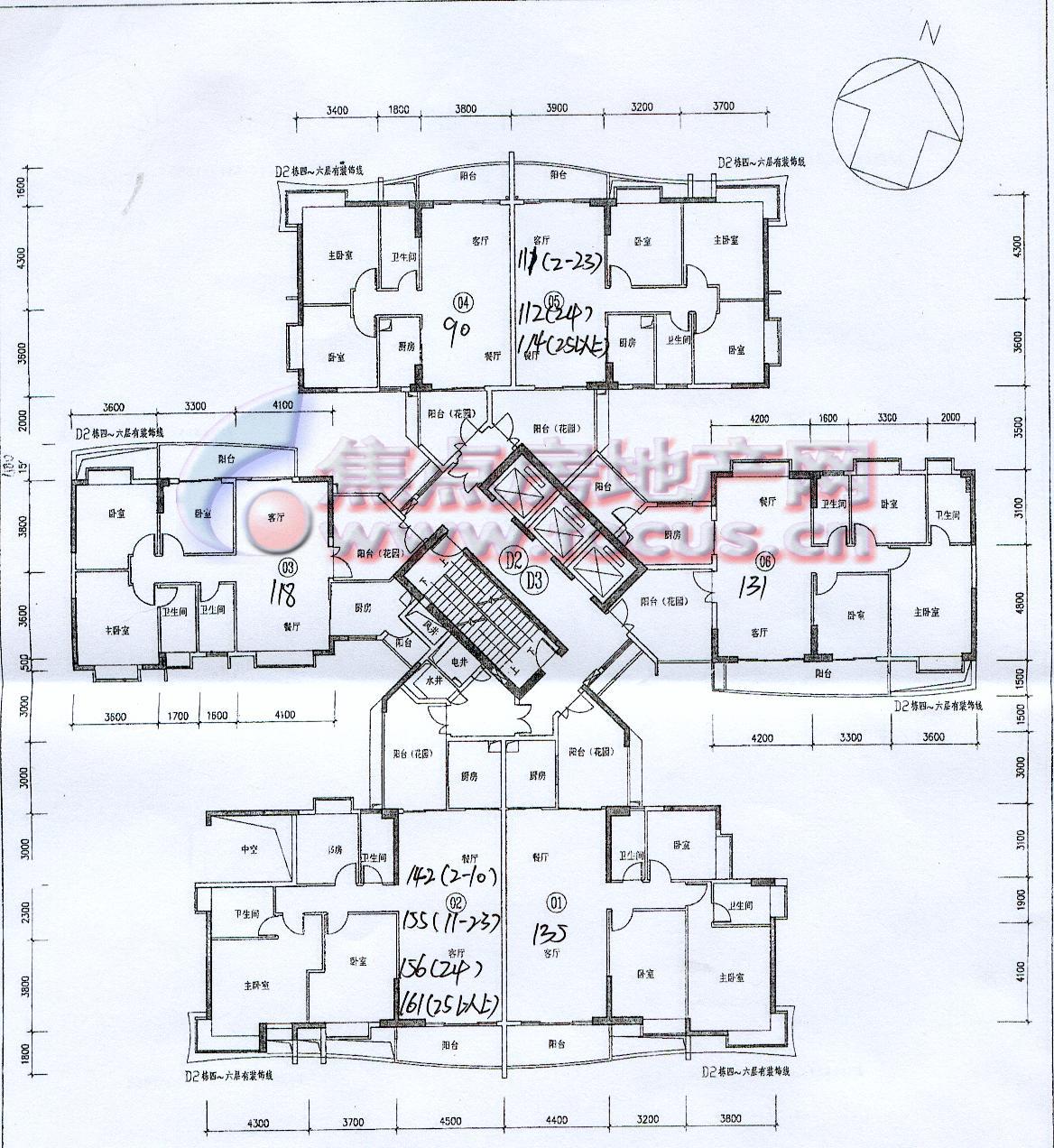 富力桃园富力桃园d2,d3栋三层~十层平面_富力桃园户型图-广州搜狐焦点