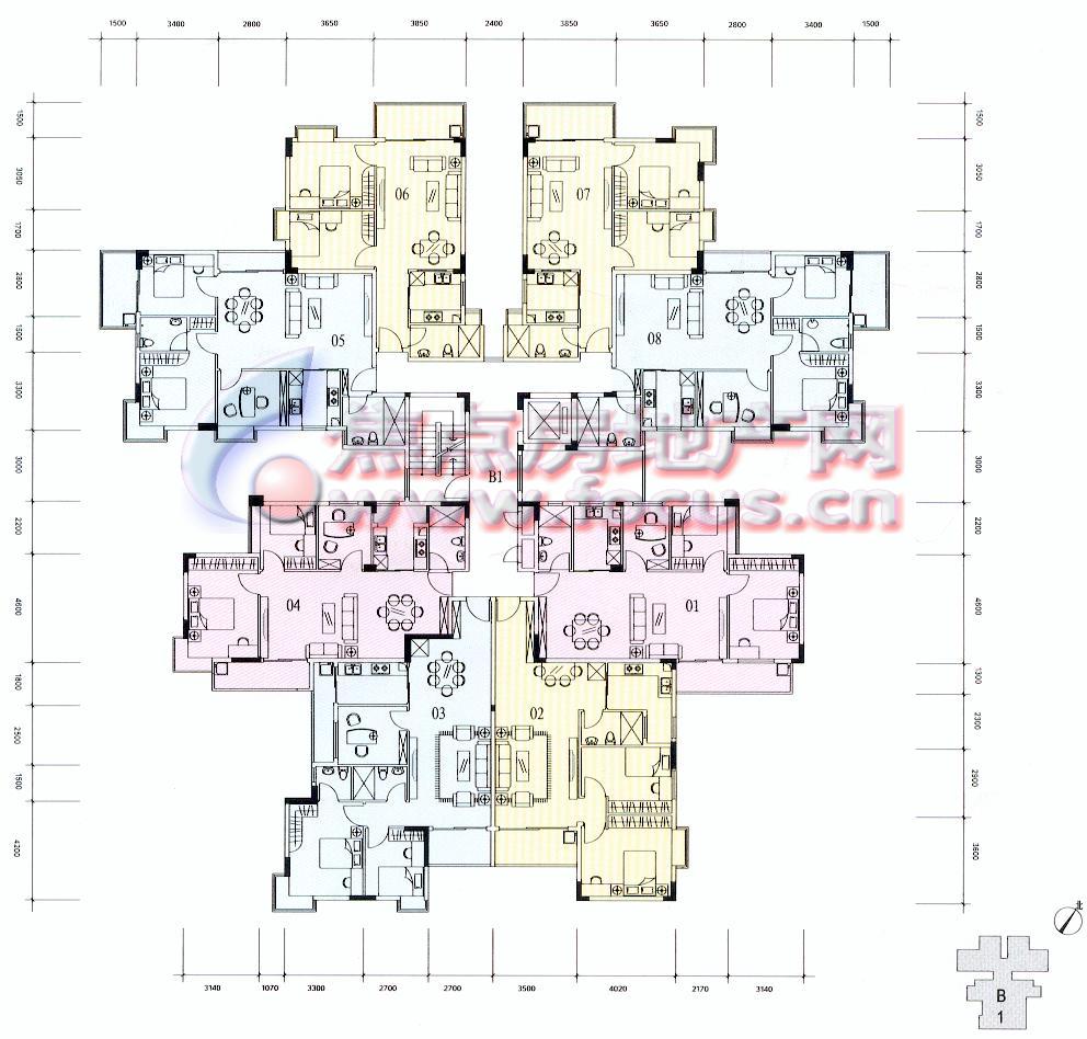 橡树园橡树园b1标准层(2~9层)平面图_橡树园户型图-广州搜狐焦点网