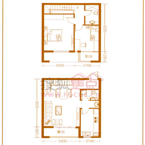 中城蓝溪谷两室跃层102.12平方米_中城蓝溪谷户型图-石家庄搜狐焦点网