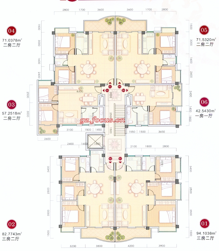 万盛苑6梯平面_万盛苑户型图-广州搜狐焦点网