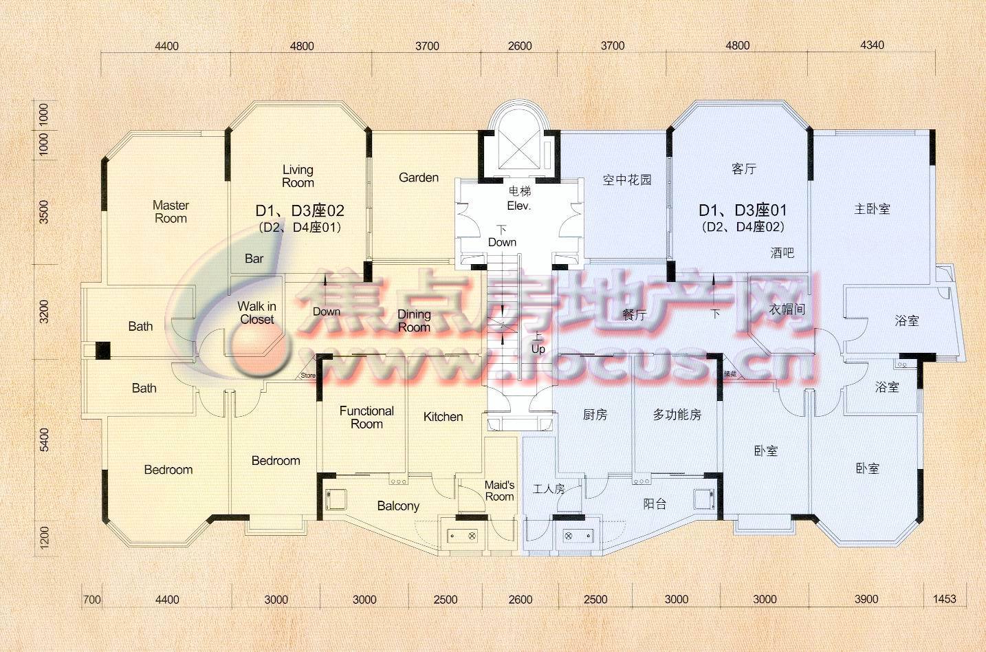 汇景新城中央庭院"维纶特莱"d栋平面_汇景新城中央庭院户型图-广州