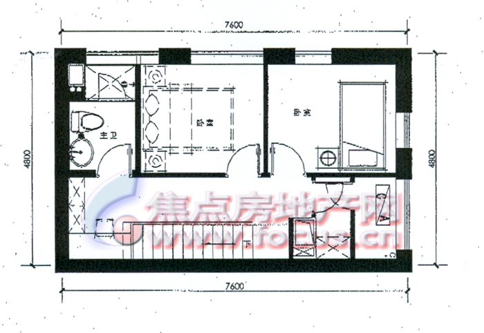 嘀嗒嘀嗒c型72平米三室一厅两卫夹层_嘀嗒户型图-天津