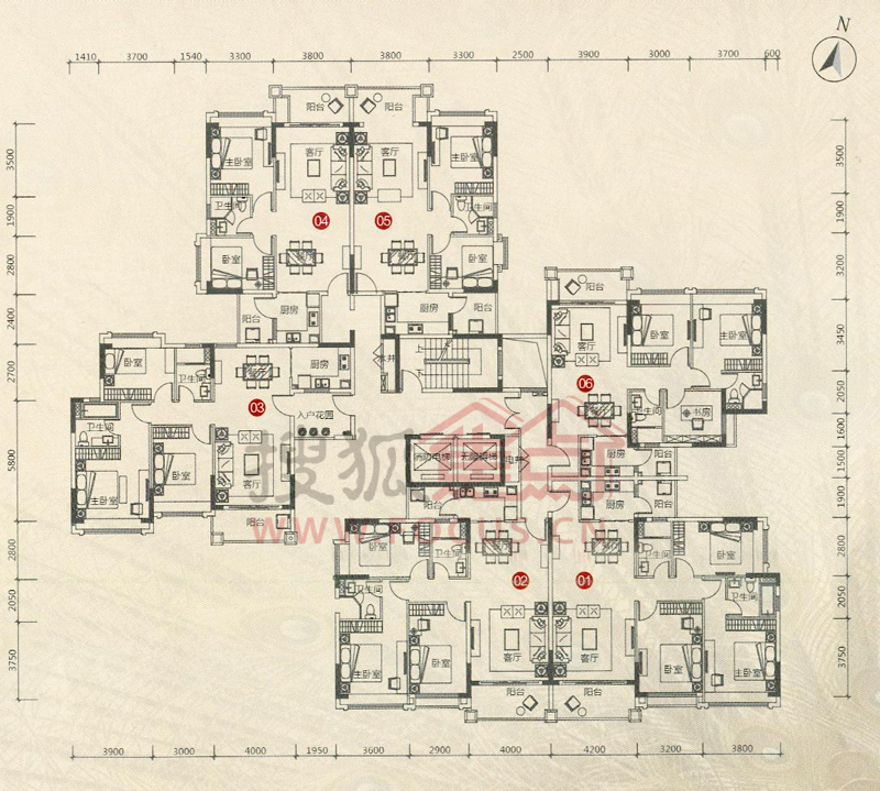 敏建锦绣世家4栋标准层平面图_敏建锦绣世家户型图-广州搜狐焦点网