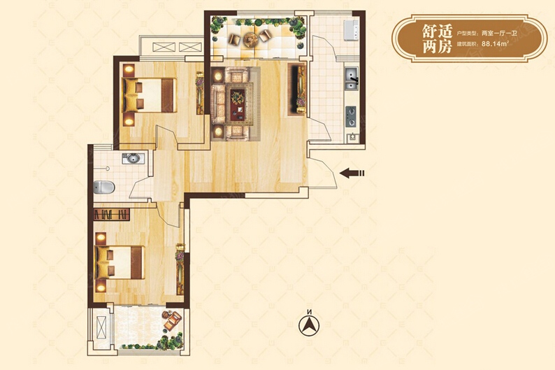 正商华钻5期湾景88平米两居_正商华钻户型图-郑州搜狐